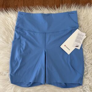 Lululemon Fast And Free High Rise Shorts Women’s 8 Pool Party Blue 6” Pocket NWT
